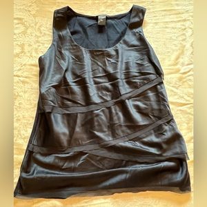 Women’s Ann Taylor Navy Blue Sleeveless Top -layered ruffle